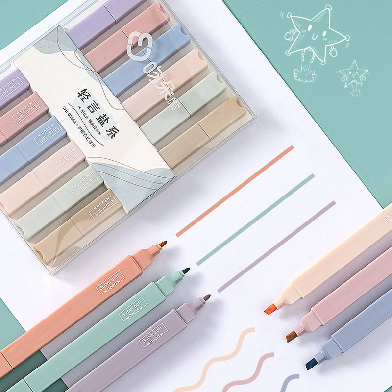 6 قطعة مجموعة أقلام تحديد مزدو - مراجعة Pastel Highlighter Set Double Ended وسعره